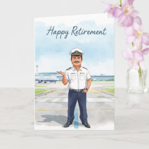 Pilot Retirement with airport background Card
