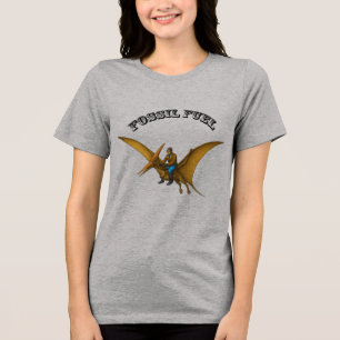 Pilot Riding on a Flying Pterosaur Dinosaur URM Tri-Blend Shirt