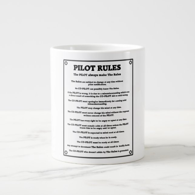 Pilot Rules Jumbo Mug (Front)