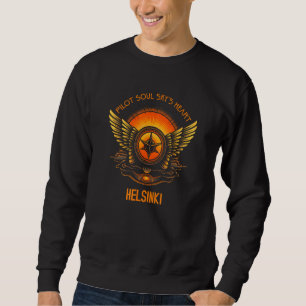 Pilot s Soul Sky s Heart Helsinki Skyline Design Sweatshirt