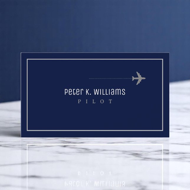 Pilot Simple Minimalist Modern Blue Business Card (Creator Uploaded)