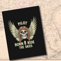 Pilot Skull Wings Born To Ride The Skies Birthday