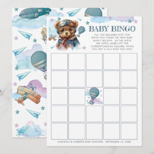 Pilot Teddy Bear Baby Shower Baby Bingo Invitation