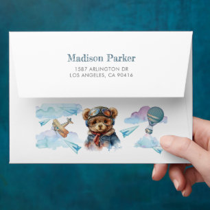 Pilot Teddy Bear Birthday or Baby Shower  Envelope
