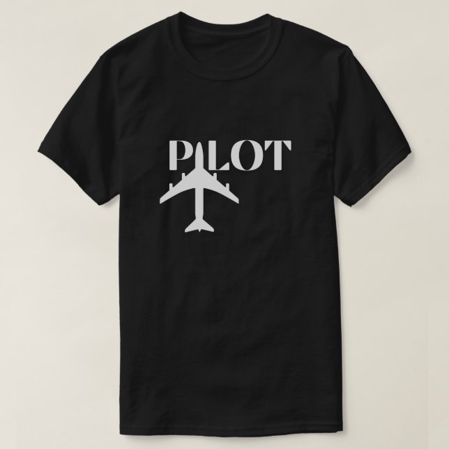 Pilot Typography & aeroplane, Aviation, Minimalist T-Shirt (Design Front)