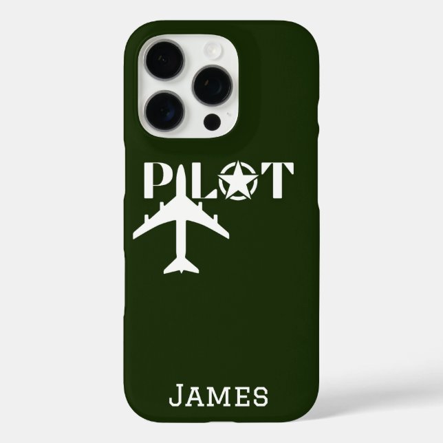 Pilot Typography & Aeroplane Minimalist Personalis Case-Mate iPhone Case (Back)