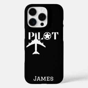 Pilot Typography & Aeroplane Minimalist Personalis iPhone 16 Pro Case