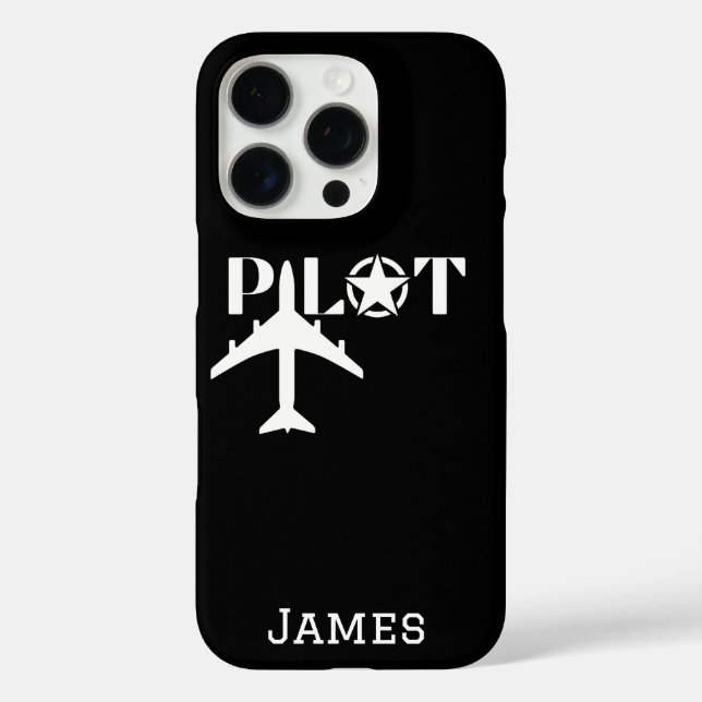 Pilot Typography & Aeroplane Minimalist Personalis Case-Mate iPhone Case (Back)