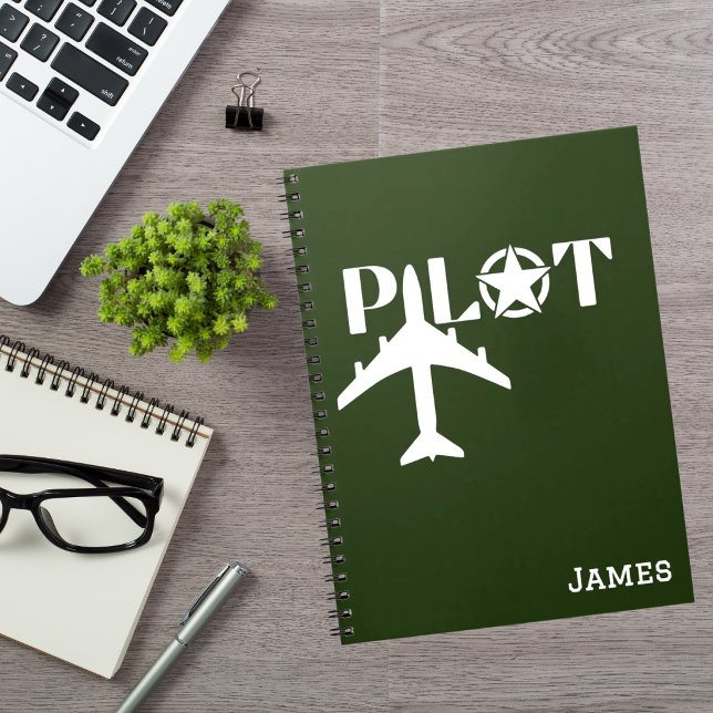 Pilot Typography & Aeroplane,Minimalist,Personalis Notebook (Creator Uploaded)
