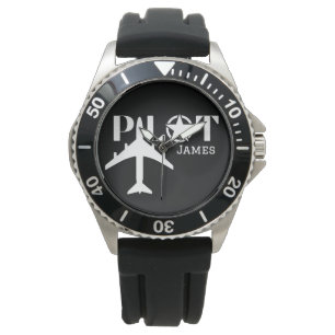 Pilot Typography & Aeroplane Minimalist Personalis Watch