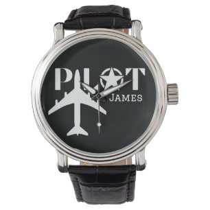 Pilot Typography & Aeroplane Minimalist Personalis Watch