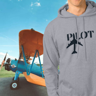 Pilot Typography & Airplane, Minimalist, Simple Hoodie