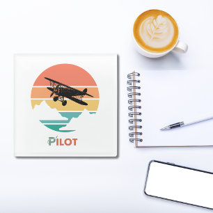 Pilot Typography,Vintage Retro,Simple Aeroplane Glass Coaster