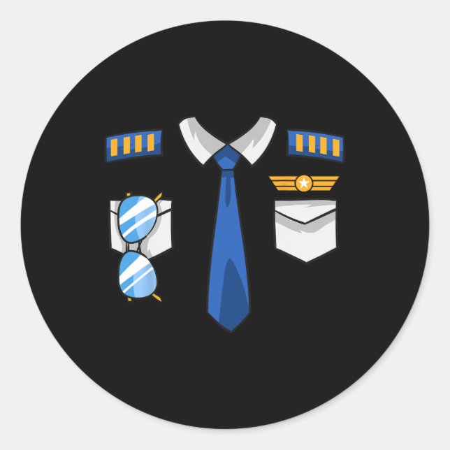 Pilot Uniform Costume Aeroplane Aviator Aviation H Classic Round Sticker (Front)