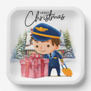 Pilot Uniform with Christmas themed Paper Plate