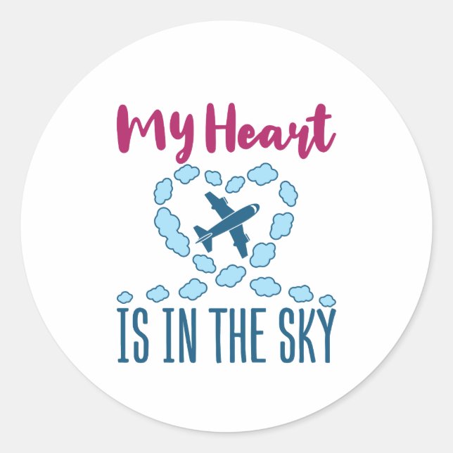 Pilot Wife My Heart Is In The Sky Classic Round Sticker (Front)