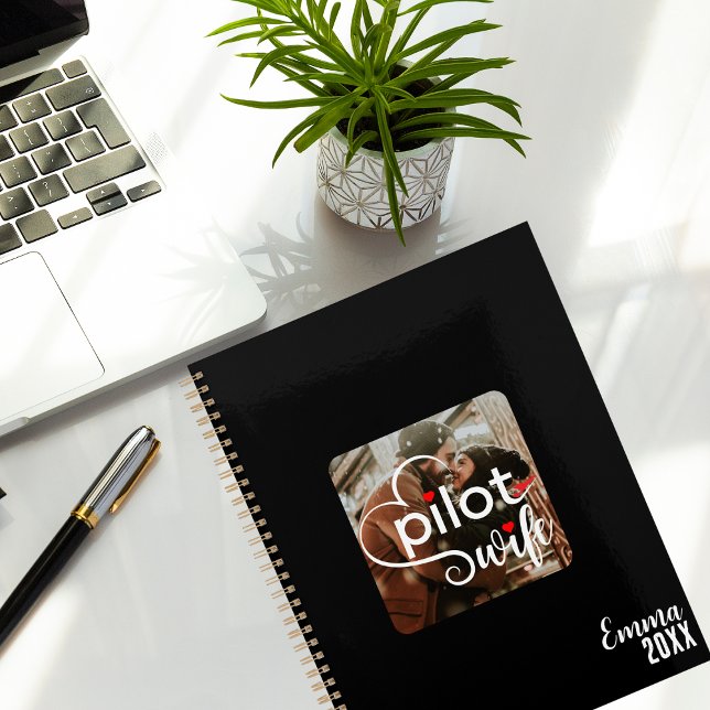 Pilot Wife Typography & Aeroplane Photo,Personalis Planner (Creator Uploaded)