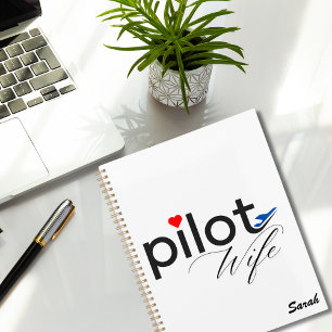 Pilot Wife Typography & Aeroplane Simple,Minimalis Planner