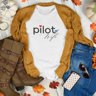 Pilot Wife Typography & Aeroplane Simple,Minimalis Tri-Blend Shirt