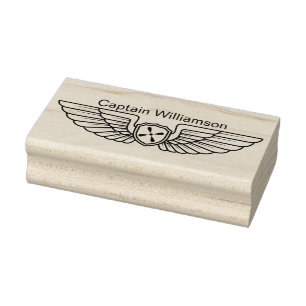 Pilot Wings, Customisable Name Rubber Stamp