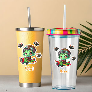 Pilot Zombie flying Aeroplane & Bat Funny Hallowee