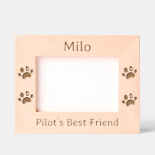 Pilot's Best Friend Cute Dog Paw Print Custom Pet Etched Frames