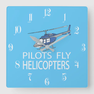 Pilots fly helicopters square wall clock