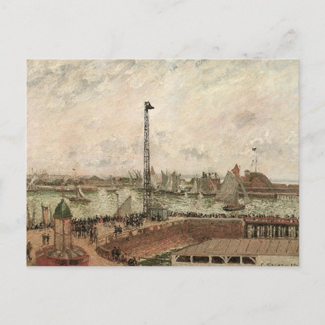 Pilot's Jetty, Le Havre, Misty by Camille Pissarro Postcard (Front)