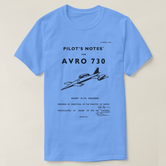 Pilots Notes for Avro  T-Shirt (Design Front)