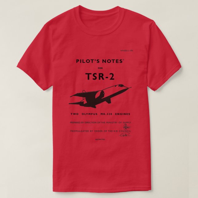 Pilots Notes for TSR2  T-Shirt (Design Front)