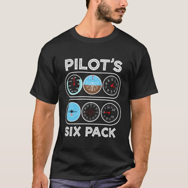 Pilot'S Six Pack Flight Instruments Aviation T-Shirt (Front)