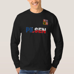 Pilsen Czech Republic Heart Flag Lion Coat Of Arm  T-Shirt