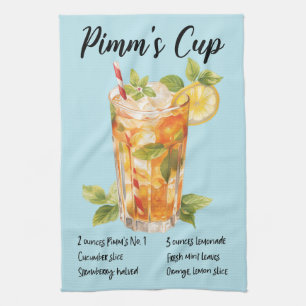 Pimm's Cup Cocktail Recipe Tea Towel