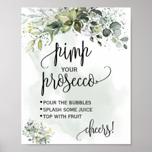 Pimp your prosecco eucalyptus succulent green sign