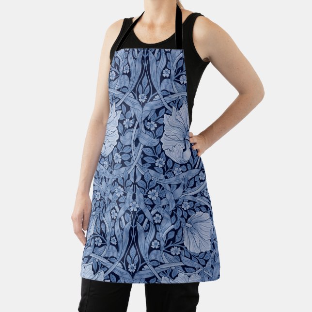 Pimpernel Blue Monotone, William Morris Apron (Insitu)
