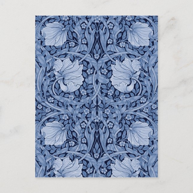 Pimpernel Blue Monotone, William Morris Postcard (Front)