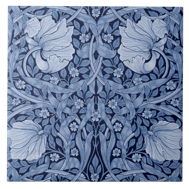 Pimpernel Blue Monotone, William Morris Tile (Front)