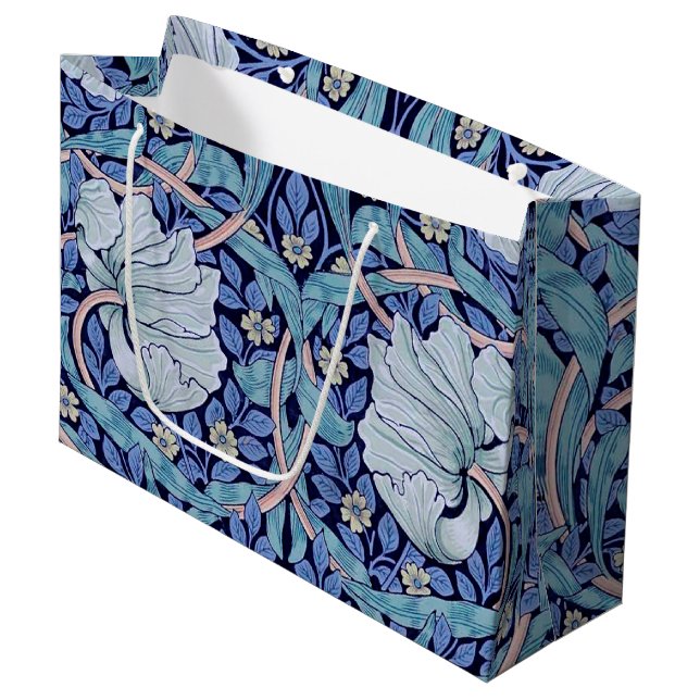Pimpernel Blue, William Morris Large Gift Bag (Front Angled)