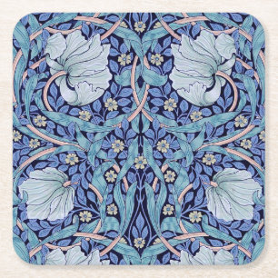 Pimpernel Blue, William Morris Square Paper Coaster