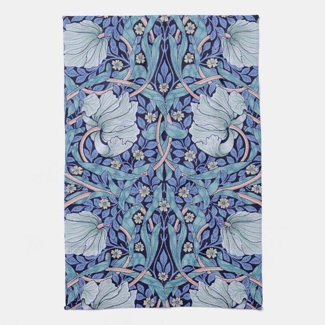Pimpernel Blue, William Morris Tea Towel (Vertical)