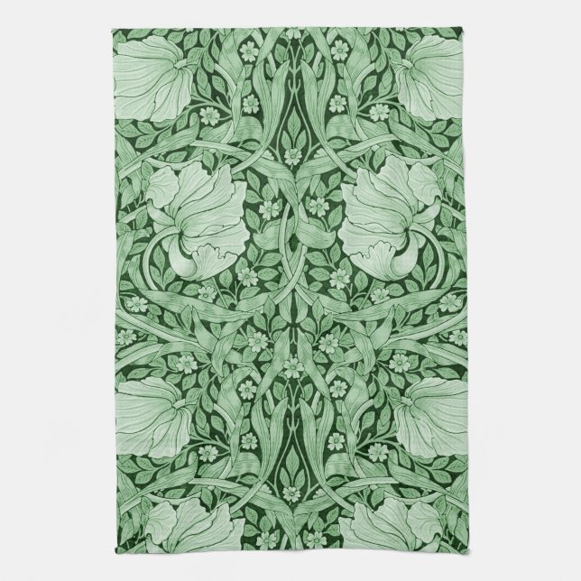 Pimpernel Green, William Morris Tea Towel (Vertical)