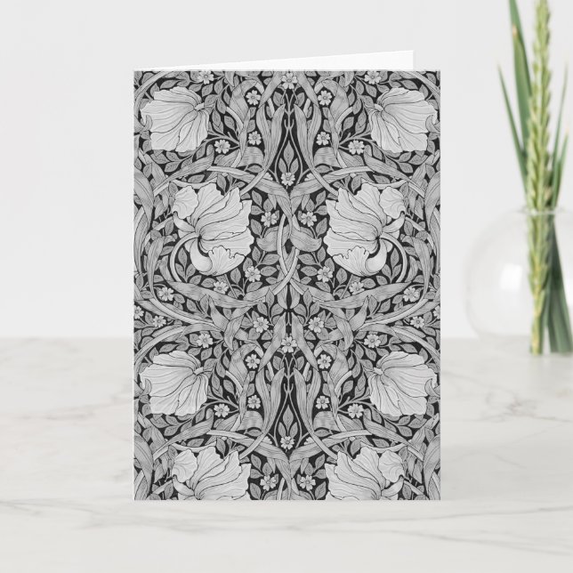 Pimpernel Grey Monotone, William Morris Card (Front)