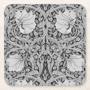 Pimpernel Grey Monotone, William Morris Square Paper Coaster