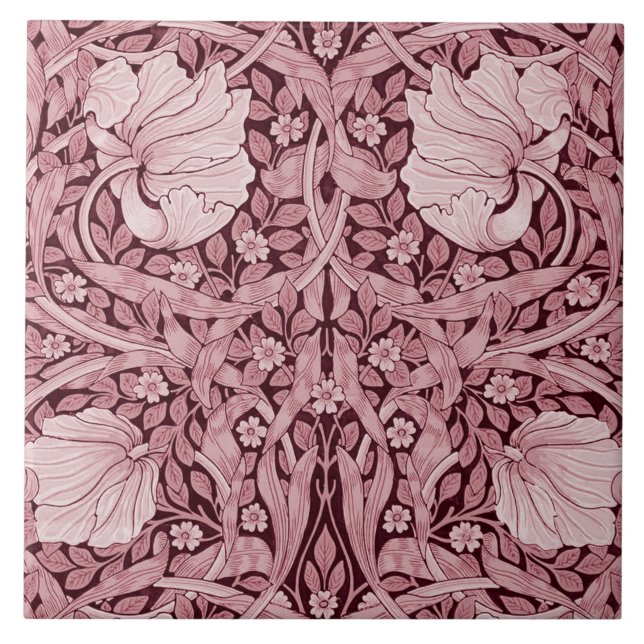 Pimpernel Maroon, William Morris Tile (Front)