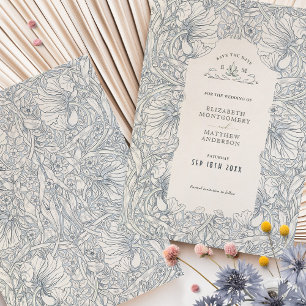 Pimpernel Muted Blue Steel Grey William Morris Invitation
