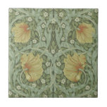 Pimpernel Pattern (by William Morris) Tile<br><div class="desc">This design features a print of a wallpaper design created by the British artist William Morris (1834–1896), who is associated with the Arts and Crafts Movement. It is a floral pattern with winding green leaves intertwining around chrysanthemum, jasmine and pimpernel flowers. There are willow branches between the flowers too. The...</div>