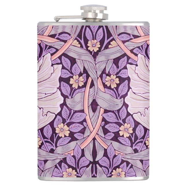 Pimpernel Purple, William Morris Hip Flask (Front)