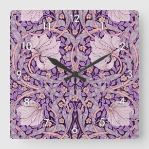 Pimpernel Purple, William Morris Square Wall Clock