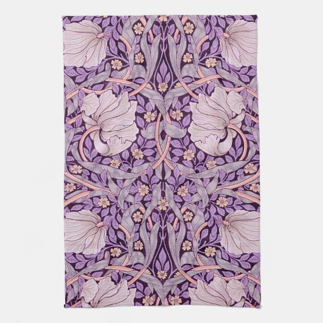 Pimpernel Purple, William Morris Tea Towel (Vertical)