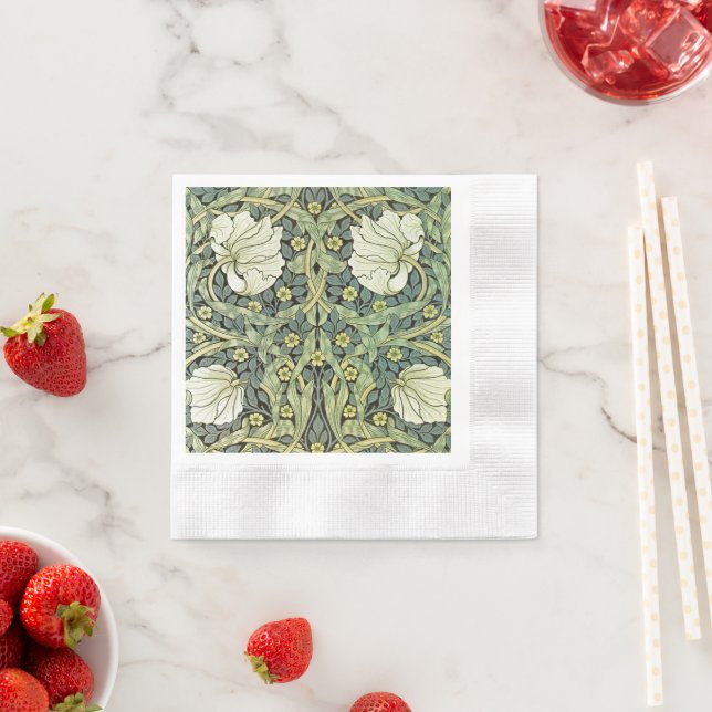 Pimpernel White Poppies William Morris Napkin (Insitu)
